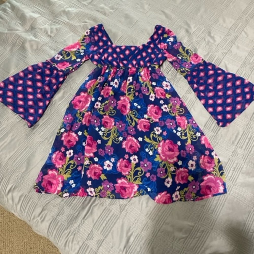 Flare Sleeved Floral Dress or Long Shirt